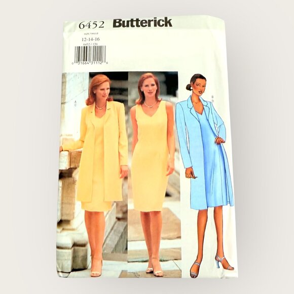 Vintage 1990s Butterick Sewing Pattern 6452 Misses Jacket Dress Size 12-16 - Picture 1 of 2
